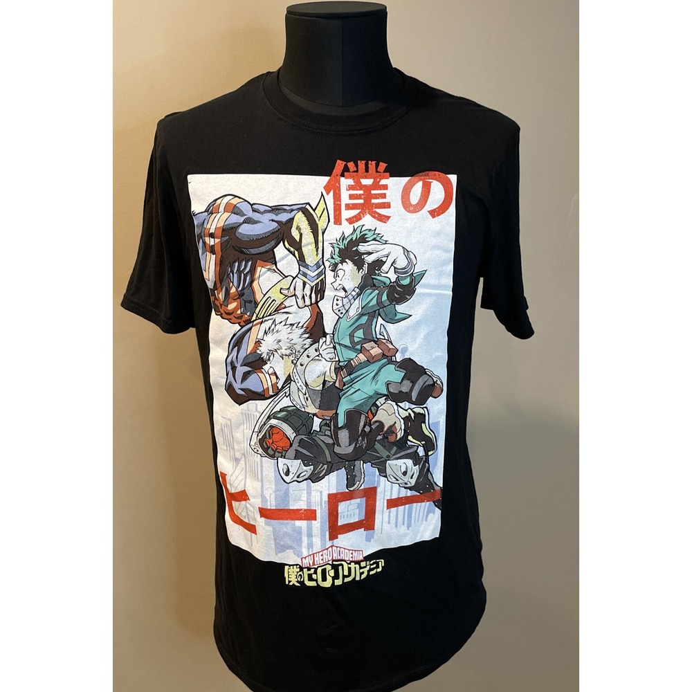 My Hero Academia Graphic Black Short Sleeve Cotton T-shirt Men's Size Medium